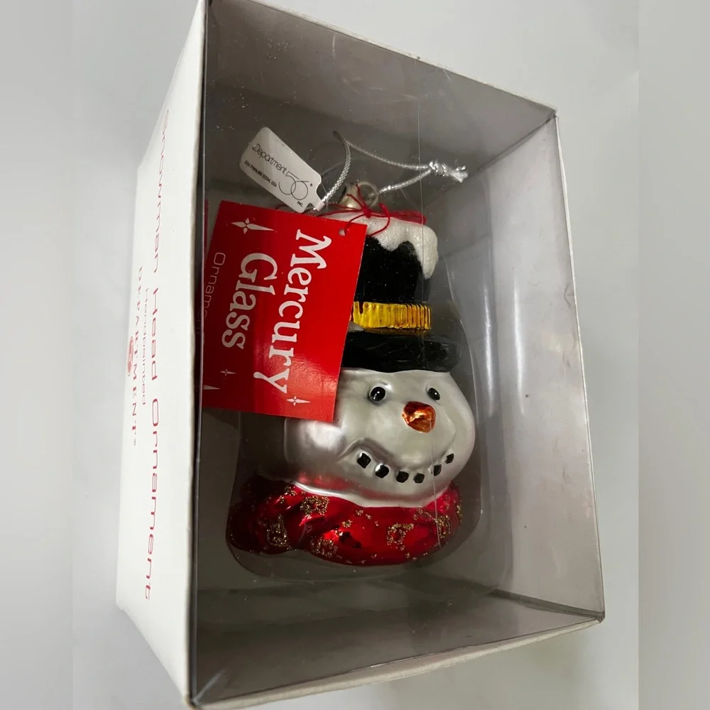 Mercury Glass Snowman Head Christmas Ornament Department 56 Oversized New in box